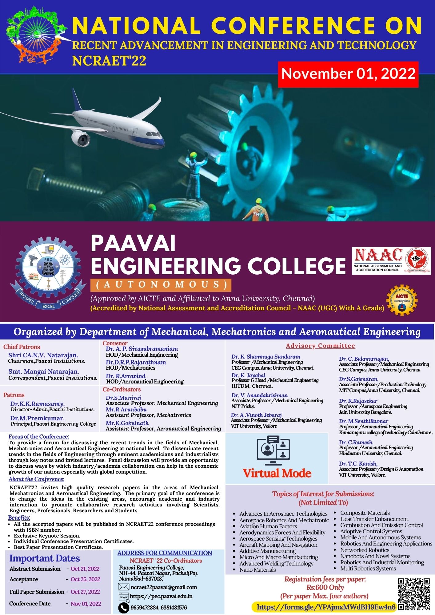 National Conference on Recent advancement in Engineering and Technology NCRAET 22